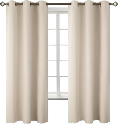 BGment Blackout Curtains - Grommet Thermal Insulated Room Darkening Bedroom and Living Room Curtains, Set of 2 Panels (38 x 63 Inch, Champagne)