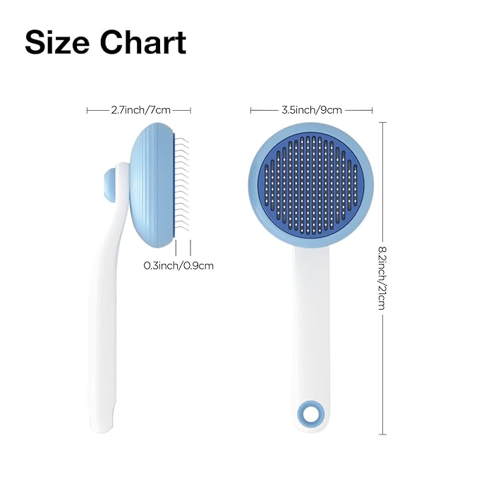 Self-Cleaning Slicker Brush for Pet Grooming: Removes Tangles, Loose Undercoat & Mats from Cats & Dogs (Blue)-Mewly Pet