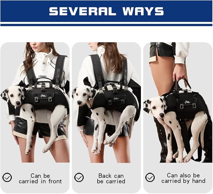 Dog Backpack Carrier - Spine-Friendly for Midium to Large Dogs (18-30 lbs), Horizontal Design Dog Carrier with Adjustable Back Straps,Legs-Out Comfort for Travel/Hiking/Cycling (Black, Size L)-Mewly Pet