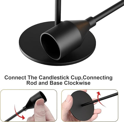 Black Taper Candle Holders Set of 6, Metal Candlestick Holders for Table or Mantel Decor Centerpiece, Candle Stick Holder Decor for Wedding, Dinning, Party or Anniversary