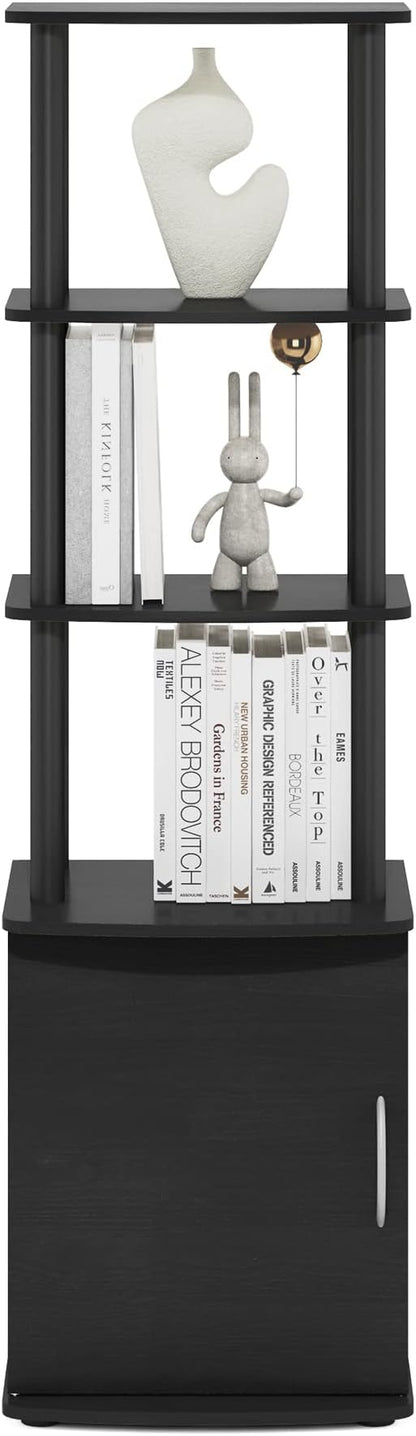 Furinno Turn-N-Tube Tall TV Entertainment Side Table Display Rack with Storage Cabinet, 3-Tier, Blackwood/Black