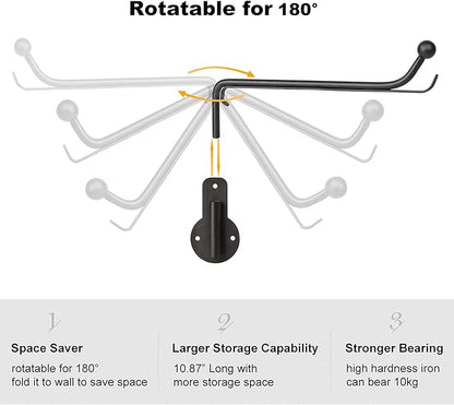 Mkono Wall Mounted Drying Rack Laundry Clothes Hanger with Swing Arm Space Saving Metal Hanging Valet Rod for Laundry Closet Organizer Bathroom Bedroom, 2 Pack, Black