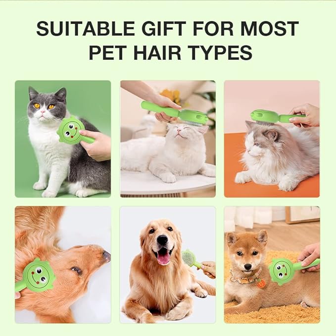 Dog Brush for Short or Long Haired Dogs, Frog Shape Dog Brush with Release Button, Dog Hair Brush Dog Grooming Deshedding Brush for Dog Kitten Rabbit Massage Removes Loose Fur-Mewly Pet