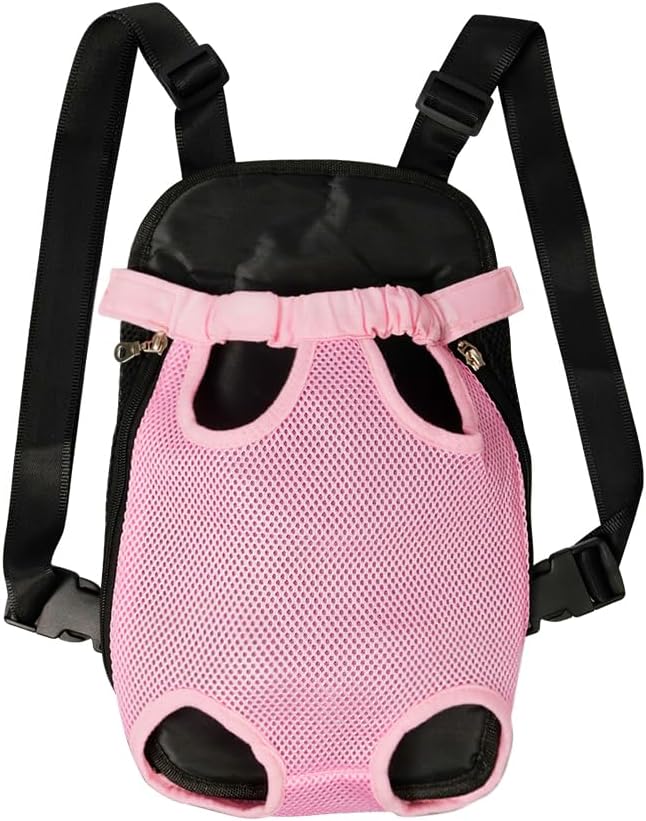FEimaX Dog Carrier Backpack Pet Legs Out Front Cat Travel Bag, Adjustable Puppy Backpacks Carriers Hands-Free for Small Medium Dogs Cats Hiking Traveling Camping Daily Walking (Large, Pink)-Mewly Pet
