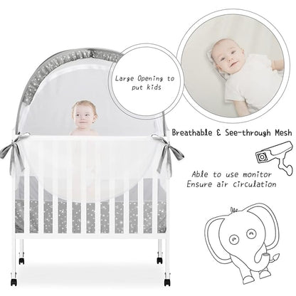 Pack and Play Tent, Crib Tent to Stop Baby from Climbing Out, Baby Safety Tent Cover for Pack N Play, Mini Cribs & Playpen, Pop Up Crib Net Against Falls (39.6" L x 27.6" W x 49.2" H)