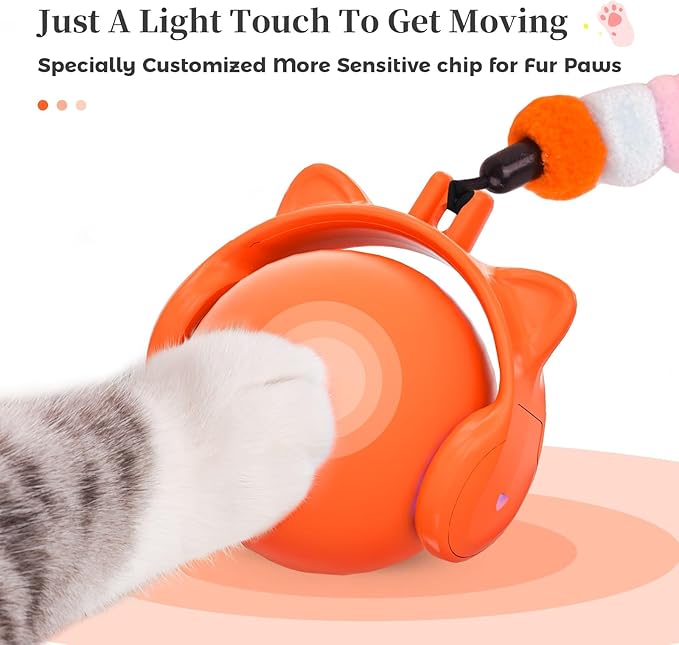 ORSDA Cat Toys for Indoor Cats, New Intelligent Voice Timing Touch Control Cats Ball, Simulate Mouse Sound Kitten Toy, Automatic Interactive Moving Cat Toy for All Ages-Mewly Pet