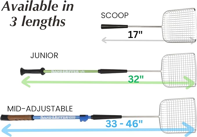 Sand Dipper Cat Poop Scooper & Chicken Poop Scooper - Rugged Big 6" Square Stainless Steel Long Handle for Home Kitty Litter Scoop & Farm Chicken Coop Scooper (Mid-Adjustable)-Mewly Pet