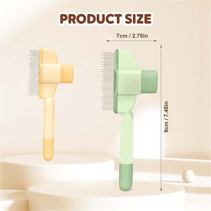 Avatore Zenbrush Cat Comb, 2025 Upgraded Cat Brush with Release Button, Flea Comb for Cats, Click Self Cleaning Pet Hair Removal Combs (Green*2)-Mewly Pet