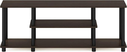 Furinno Turn-N-Tube No Tools 3D 3-Tier Entertainment TV Stand up to 50 inch TV, Round Tubes, Dark Brown / Black