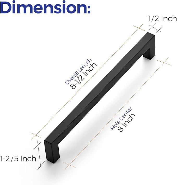 Ravinte 14 Pack 8 Inch Kitchen Square Cabinet Handles Matte Black Pulls Black Drawer Pulls Kitchen Cabinet Hardware Handles