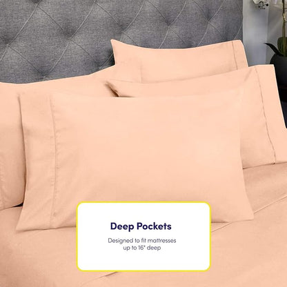 Sweet Home Collection 6 Piece Bed Sheet Set, Queen, Peach