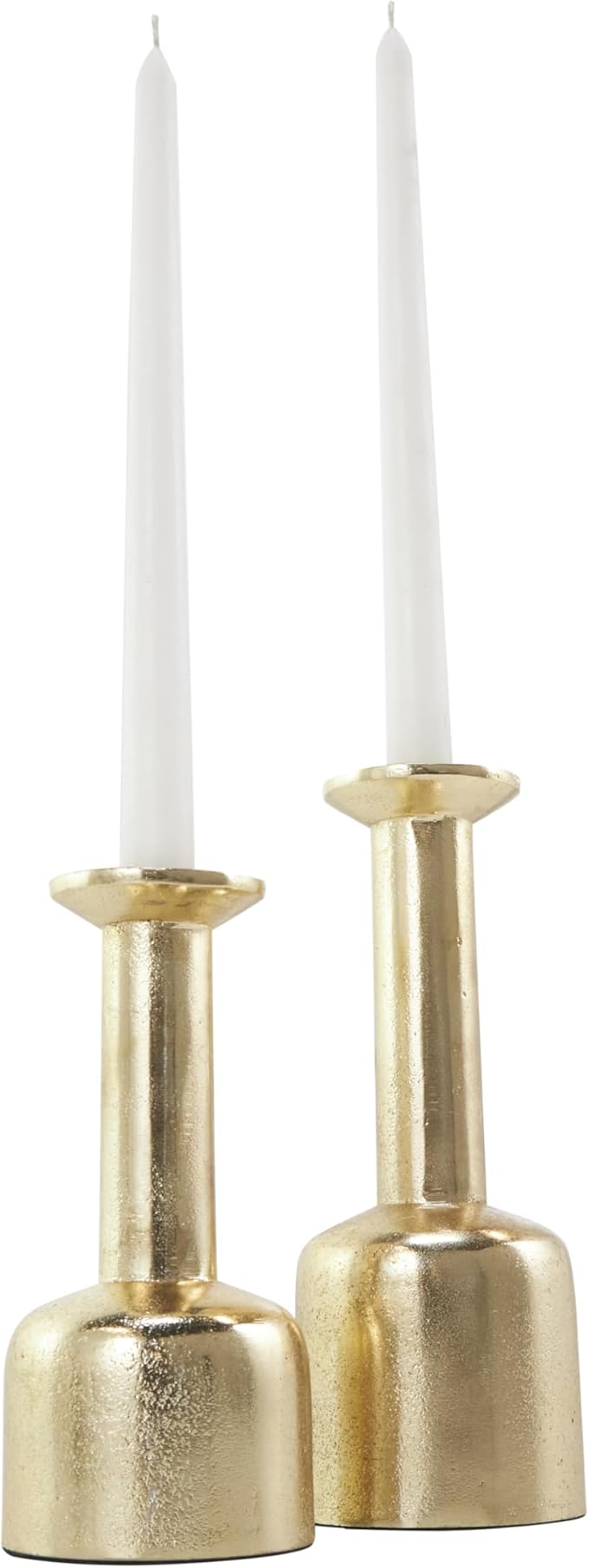 Deco 79 Aluminum Metal Decorative Candle Holder Candle Stand with Rounded Bases, Set of 2 Candlestick Holder 7", 8" H, Gold