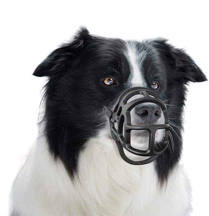 Basket Muzzle Allows Panting Drinking - Anti Biting Chewing, Sturdy Lightweight, Suitable for Grooming Trimming Training, Black, Size 2-Mewly Pet