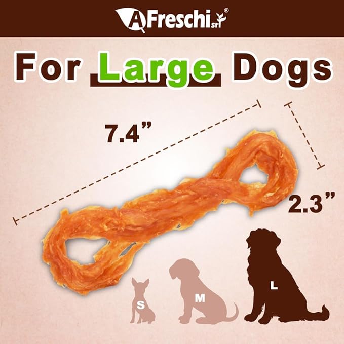 Afreschi Natural Turkey Tendon Rope (L) 10 oz, USA-Sourced Turkey Tendon, All Natural Puppy Chew, Hypoallergenic, Rawhide Alternative, for Large Breeds-Mewly Pet