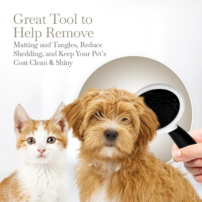 Fuller Brush Slicker Pet Brush - Angled Fine Steel Wires - Ergonomically Designed Rubberized Handle For Comfort & Control - Remove Shedding & Matted Hair - Tool For Grooming Dogs & Cat-Mewly Pet