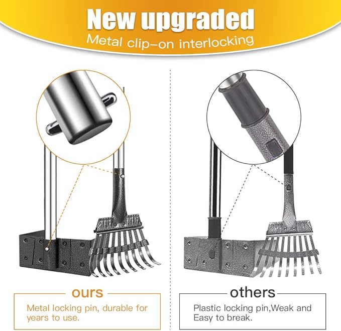 TOOGE Pooper Scooper, Dog Pooper Scooper Long Handle Stainless Metal Tray and Rake for Medium Small Dogs Heavy Duty Pet Supplies to Use for Grass, Dirt or Gravel-Mewly Pet