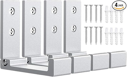 OHIYO 4pcs Folding Coat Hooks Heavy Duty Wall Hooks for Hanging Bags Hooks Headphone Holder No Rust Wall Mounted for Hat, Bags, Jacket, Towel (Silver)