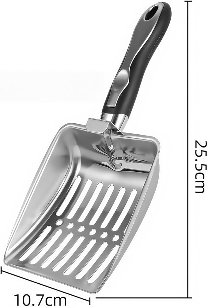 Cat Litter Scoop,Poop Sifting for Litter Box,Aluminum Alloy Sifter,Durable Kitty Metal Scooper with Long Handle Deep Shovel-Mewly Pet