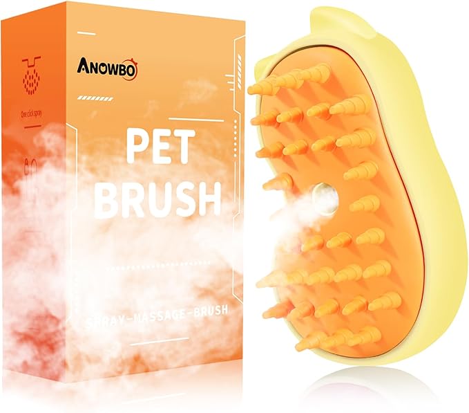 Rechargeable 3in1 Self-Cleaning Cat & Dog Deshedding Brush with 2 Gears for Long & Short Hair - Yellow-Mewly Pet