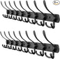 Coat Rack Wall Mount with 8 Tri Hooks, Stainless Steel 24 Inch – Black Matte Finish, Heavy Duty Wall Mounted Hook Rack for Coats, Hats, Towels, Scarfs, Robes, Bags, Entryway & Bathroom - 2 Pack