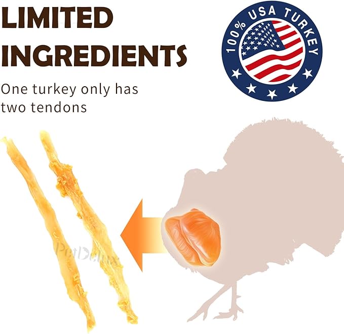 iPaw Turkey Tendons for Dogs, 100% Turkey and US Sourced Raw Material, Hypoallergenic, All Natural Human Grade Puppy Chew, Rawhide Alternative Dog Treats, 5 Unit/Pack Strip-Mewly Pet