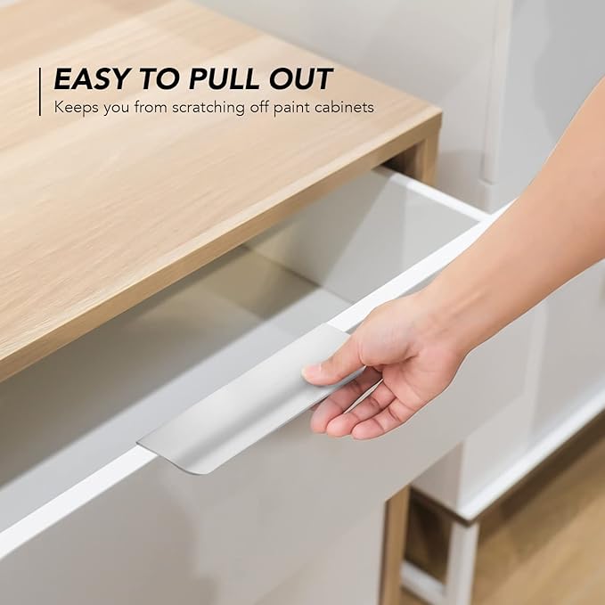 Ravinte Hardware 20 Pack Silver Cabinet Handles, 4.75 Inch (120mm) Finger Edge Pulls, 3.75 Inch Hole Center, Finger Pulls for Cabinets