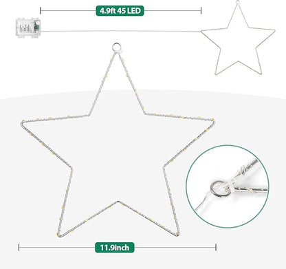 MAOYUE Window Lights 3 Pack Christmas Window Star Lights with Timer Battery Operated Christmas Decorations 8 Lighting Modes with 3 Remote Controls for Outdoor, Indoor, Porch, Party, Colorful