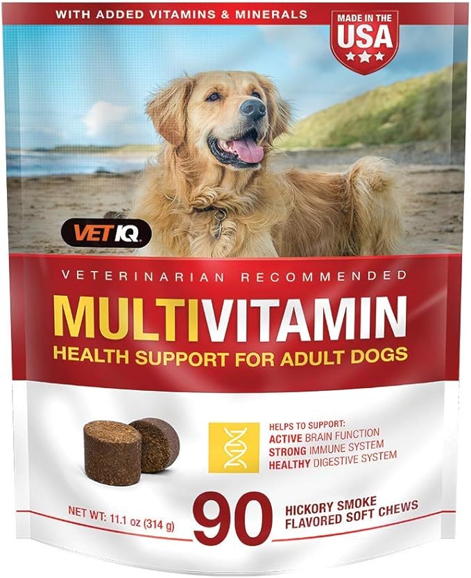 VetIQ Multivitamin Supplement for Dogs, Health Support Supplement Soft Chews, 90 Count-Mewly Pet