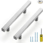 Ravinte Brushed Nickel Cabinet Handles 10 Pack 3-3/4 inch Satin Nickel Square Cabinet Pulls Silver Hardware for Kitchen Cabinets 6 inch Overall Length Stainless Steel Drawer Pulls