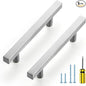 Ravinte Brushed Nickel Cabinet Handles 5 Pack 3-3/4 inch Satin Nickel Square Cabinet Pulls Silver Hardware for Kitchen Cabinets 6 inch Overall Length Stainless Steel Drawer Pulls