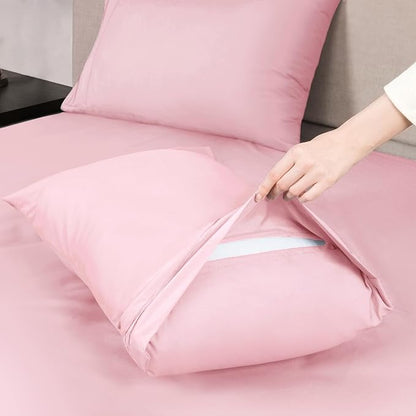 Mejoroom Queen Size Sheet Set - Hotel Luxury 1800 Bedding Sheets & Pillowcases - Deep Pocket Fitted Sheet, Soft, Breathable, Wrinkle & Fade Resistant - 4 Piece (Queen, Blush Pink)