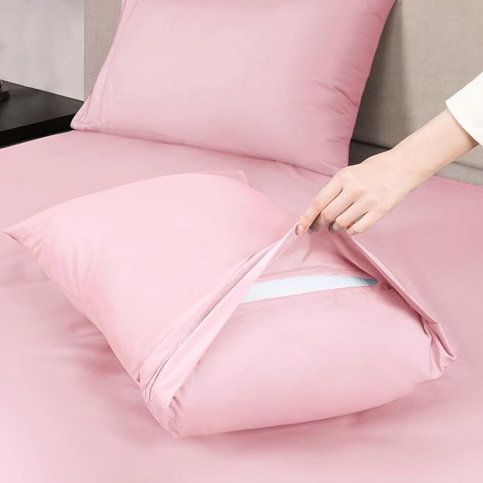 Mejoroom Twin XL Sheet Set - Hotel Luxury Microfiber Sheet & Pillowcase Sets Fits College Dorm Room Mattress - Soft, Breathable, Wrinkle & Fade Resistant - 3 Piece (Blush Pink)
