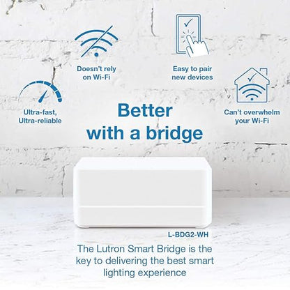 Lutron Caseta Deluxe Smart Light Switch Kit w/ Wall Plate and Smart Hub, Compatible w/ Alexa, Apple Home, Google Home, Single-Pole/3 Way, 5 Amp, P-BDG-PKG2WS-WH