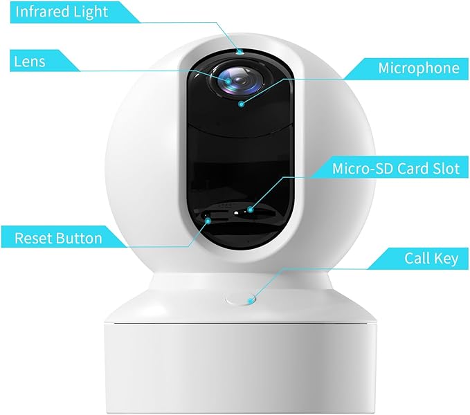 Pet Camera, 2K HD Dog Camera with Phone APP, 360° Pan/Tilt View Puppy Cam, One Click Call for Baby Monitor, MagivPix Night Vision,Motion Tracking Alarm with Cloud/Local SD,Home Indoor Security Cam-Mewly Pet