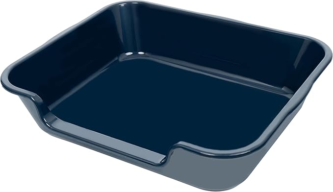 1 Pack of Extra Large Cat Litter Box (ABS Material), Low Entry Senior Litter Pen for Geriatric Kitty Big Cats, Jumbo Pet Safe Litter Boxes Tray for Indoor Pets Potty (Dark Blue, 24"L x 20"W)-Mewly Pet