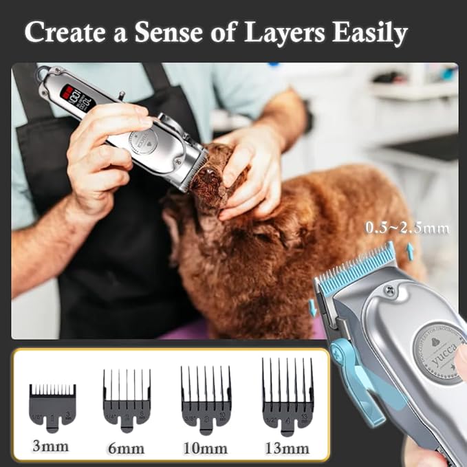 yucca Dog Grooming Clippers for Thick Heavy Coats, Cordless Dog Trimmers Clippers Professional with Metal Blade for Pets Dogs Cats Animals-Mewly Pet