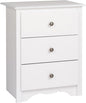 Prepac Sonoma Traditional Tall Nightstand Side Table with 3 Drawers, Functional Tall 3-Drawer Bedside Table 16" D x 23" W x 29" H, White, WDC-2403