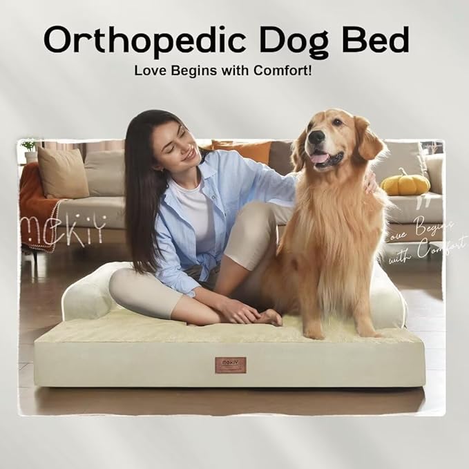 Small Dog Bed Waterproof Orthopedic Dog Beds for Medium Sized Dogs Comfy Pet Cat Bed with Sides, Washable Removable Cover-Mewly Pet