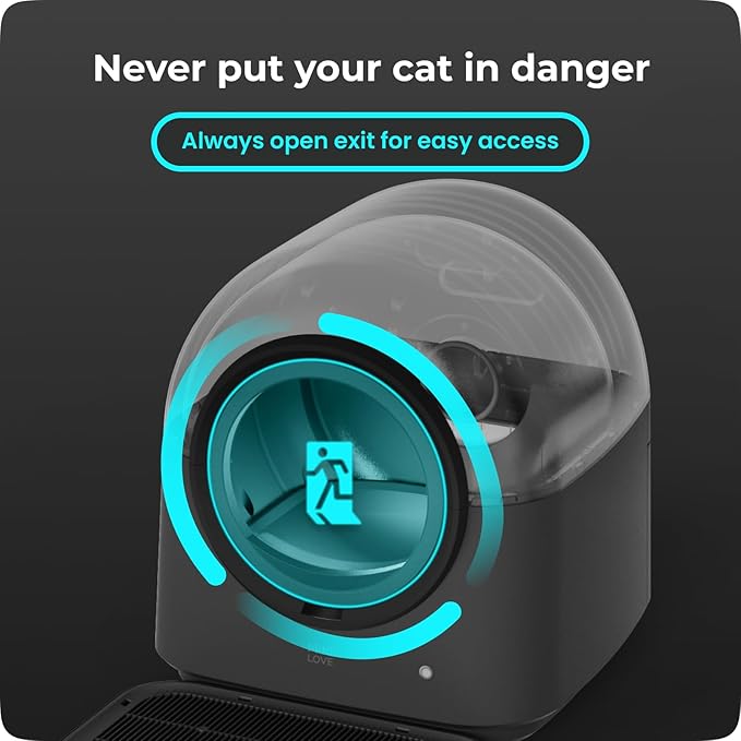 TYPro Self Cleaning Cat Litter Box Automatic Hands-Free Smart Robot self Cleaning Cat Litter Box for Multiple Cats with APP Control Safe with Litter Mat Waste Bags and Deodorizer Dark Grey-Mewly Pet