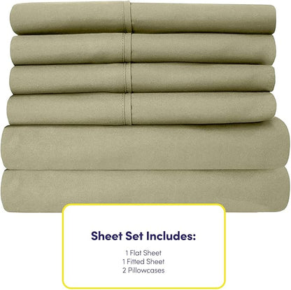 Twin XL Size Bed Sheets - 4 Piece 1500 Supreme Collection Fine Brushed Microfiber Deep Pocket Twin X-Large Sheet Set Bedding - 1 EXTRA PILLOW CASES, GREAT VALUE, Twin XL, Sage