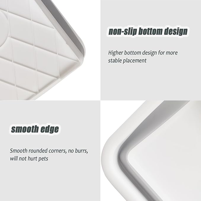 2 Pack Collapsible Small Cat Litter Box, Open Kitten Litter Potty Pan Low Entry Pet Kitty Toilet Foldable Waterproof Travel Toilet for Sick Frail Kitty 14.6 x 10.6 x 4.8 inches Grey-Mewly Pet