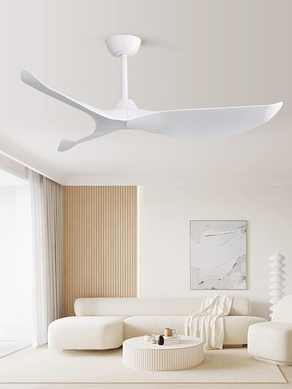 Sofucor Ceiling Fan Without Light, 52 Inch Low Profile Flush Mount Modern Ceiling Fan with Remote for Indoor Farmhouse Bedroom Living Room Outdoor Patio Porch, Reversible DC Motor, Noiseless