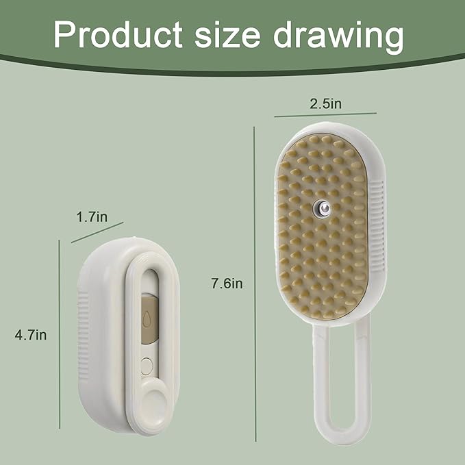 Cat Steam Brush for Shedding, 4 in 1 Rechargeable Pet Steam Brush for Dogs and Cats, Anti-Static, Massage, Cleaning, Shedding & Combing All In One! (White)-Mewly Pet