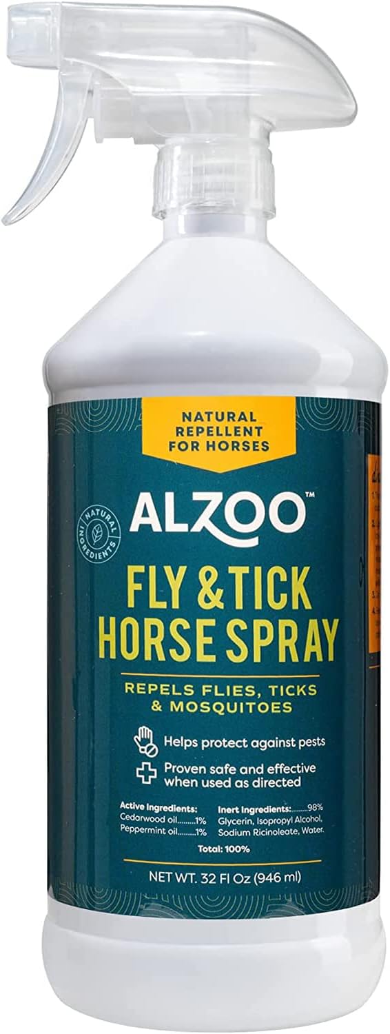 Natural Fly and Tick Horse Spray, Helps Repel Mosquitoes, Horseflies & Ticks, Plant-Based Active Ingredients, 32 Fl. Oz. Spray Bottle-Mewly Pet