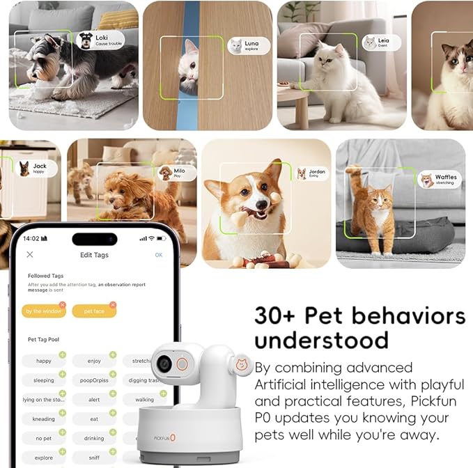 AI Dog Camera, Smart Security Camera Indoor with Phone App [Pet Recognition, Daily Activity Analysis & Motion Tracking] Cat Cam 5MP HD, 360° View, 2-Way Audio, Night Vision, 5G WiFi-Mewly Pet