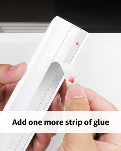 5 Pack 6 inch self Adhesive Cabinet Handles Adhesive Cabinet pulls Drawer Edge pulls Bright White Stick on Handles for Cabinet Finger pulls for Concealed Drawer Seam Flat