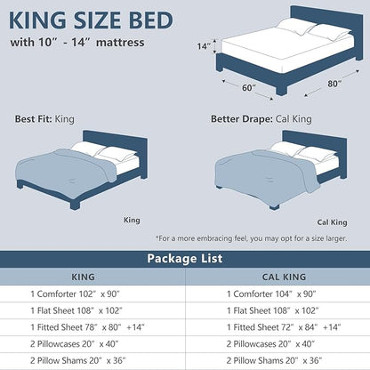 CozyLux King Size Comforter Set Sage Green, 7 Pieces Bed in a Bag, Green Comforter King Size, All Season Bedding Sets with Stitch Quilted Comforter, Flat Sheet, Fitted Sheet, Pillowcases