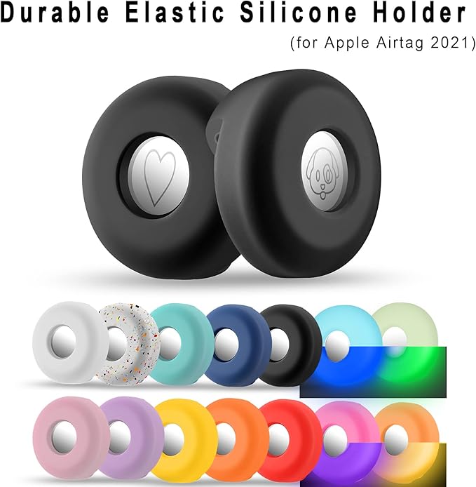 Airtag Holder for Dog Collar, Cibaabo Silicone Air Tag Case Cover Compatible with Apple Airtags for 0.8-1.2inch Cat Pet Collar Harness Loop-Mewly Pet