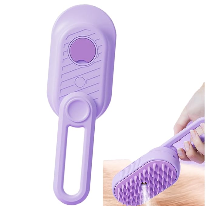 Pet Grooming Brushm,Cat Brush,3 In1 Spray Cat BrushSelf-Cleaning Wet Dog Comb with USB Rechargeable & Water Tank,Suitable for Dogs,Cats to Reduces Flying Hair,Remove Tangled & Loose Hair (Purple)-Mewly Pet
