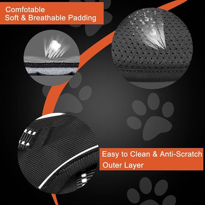 PHOEPET No Pull Dog Harness Reflective Adjustable with 2 Metal Leash Hooks and Soft Training Handle [Over The Head Design](S, Grey)-Mewly Pet